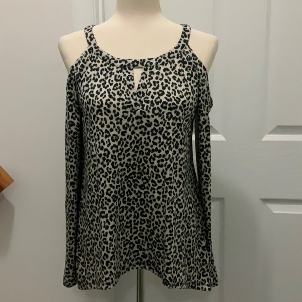 Michael Kors Cheetah Print Cold Shoulder Top